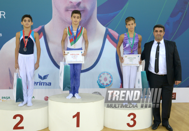 İdman gimnastikası üzrə 22-ci Bakı Çempionatı və Birinciliyi. Kişilər arasında çoxnövçülük finalı və mükafatlandırma mərasimi. Bakı, Azərbaycan, 03 oktyabr 2015 